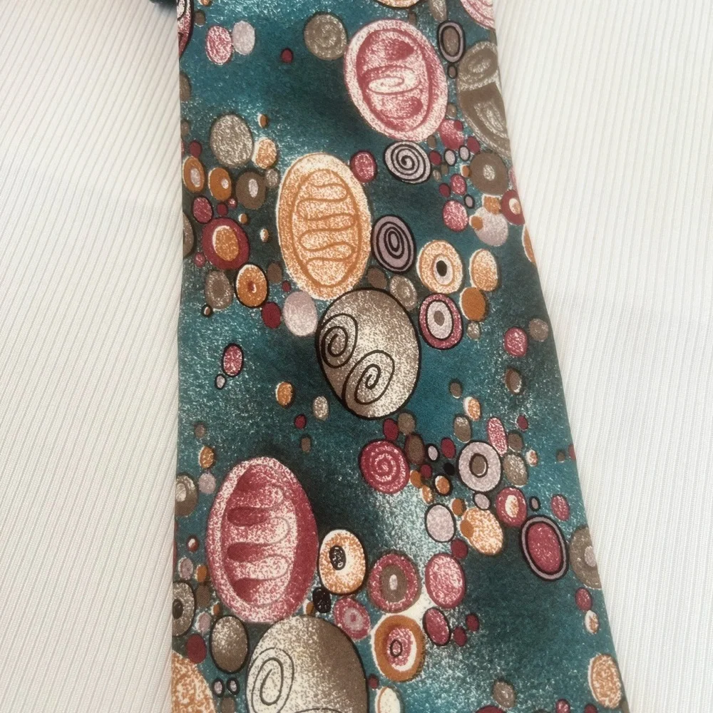 Dior silk abstract print teal tie